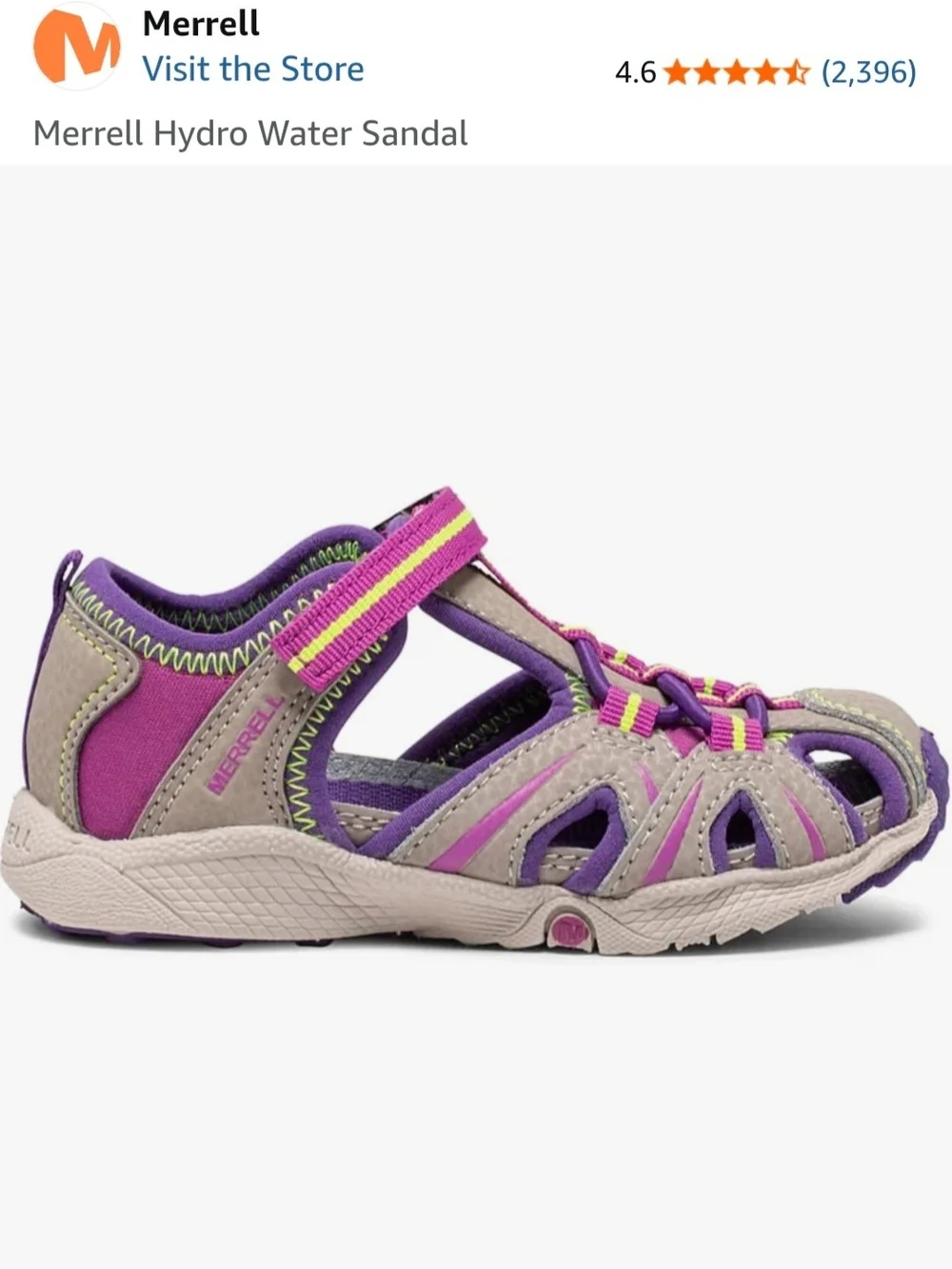 Brand NEW Merrell Kids Hydro Water Sandal - Purple / Tan SZ 7 Merrell